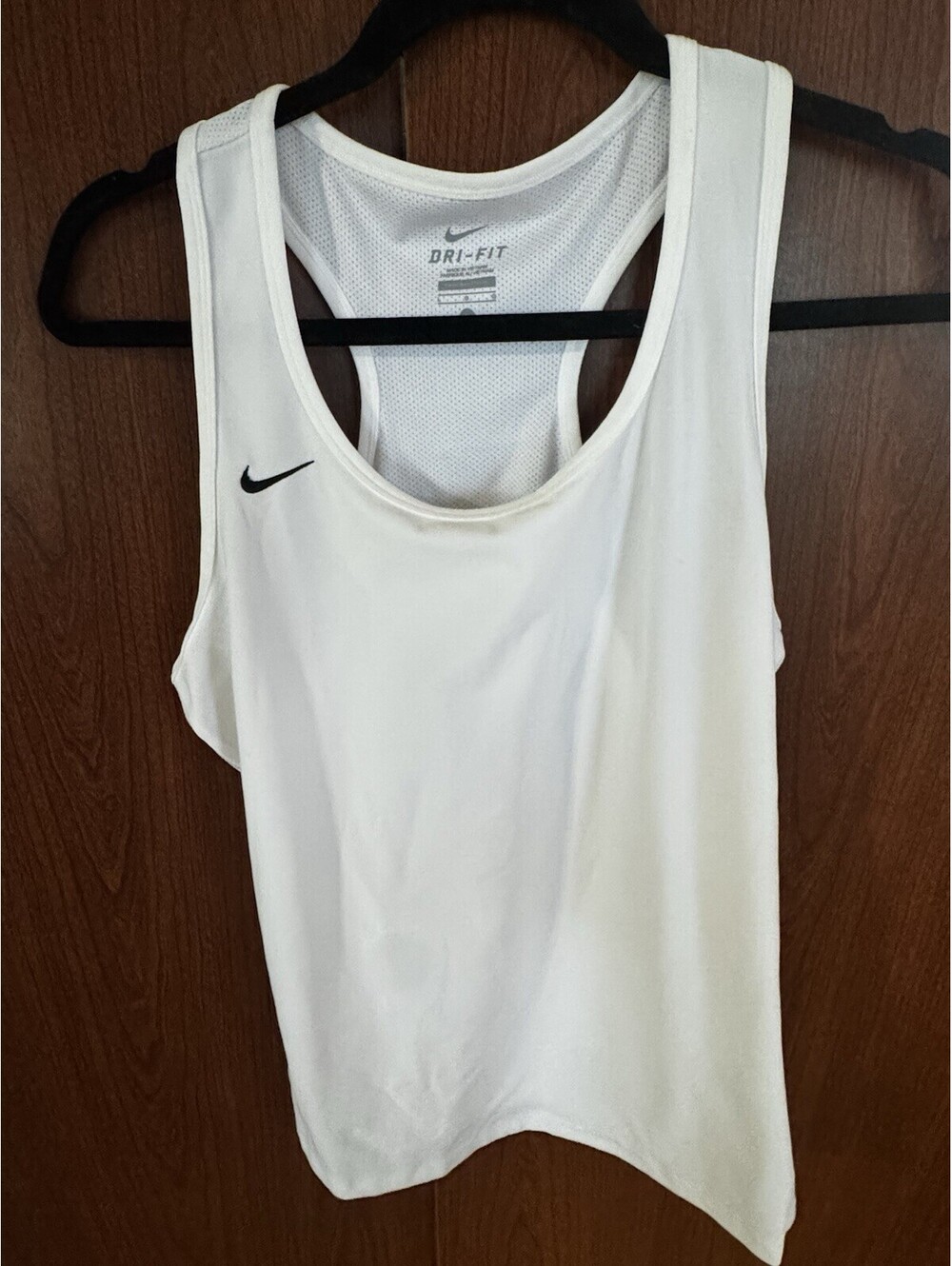 Nike Dri-FIT Womens L White Racerback Tank Top Mesh Running Workout Gym